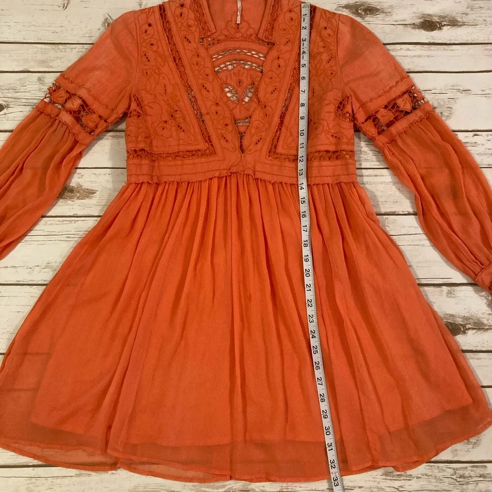 Free People Dreamland Coral Boho Dress 4 - Picture 6 of 16
